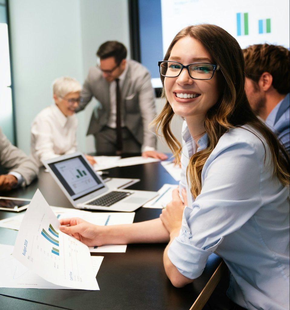 Succesful businesswoman CEO of company. Business success office meeting concept